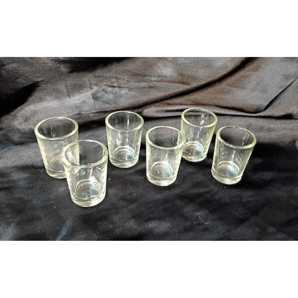 Lot Of 6 Vintage Clear Glass Shot Glasses